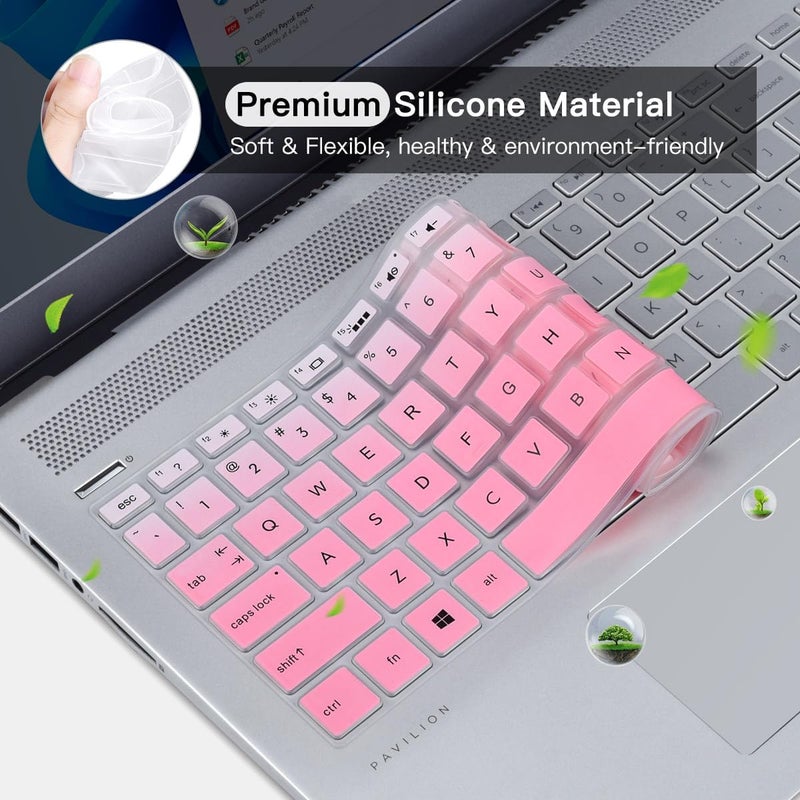 imComor Keyboard Cover for HP Laptop 15-db 15-dw 15-dy 15-da 15-bs/bw 15-ef 15t 15z 15.6" Model 15-db0011dx 15-dy1043dx/dy1051wm 15-dw0037wm/dw1083wm 15-ef1001ds, HP 17-by/bs/ca 17.3 Keyboard Skin, Ombre Pink - Image 4