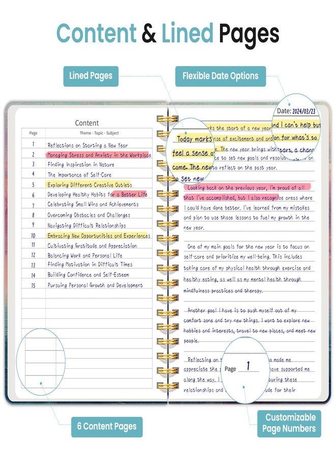 Taja Lined Spiral Notebook Journal for Work, 300 Pages Thick B5 (7.1"x10") College Ruled Journal for Women & Writing, Hardcover Notebook for Note Taking, Perfect for Office Home School Supplies, Sunset - Image 3