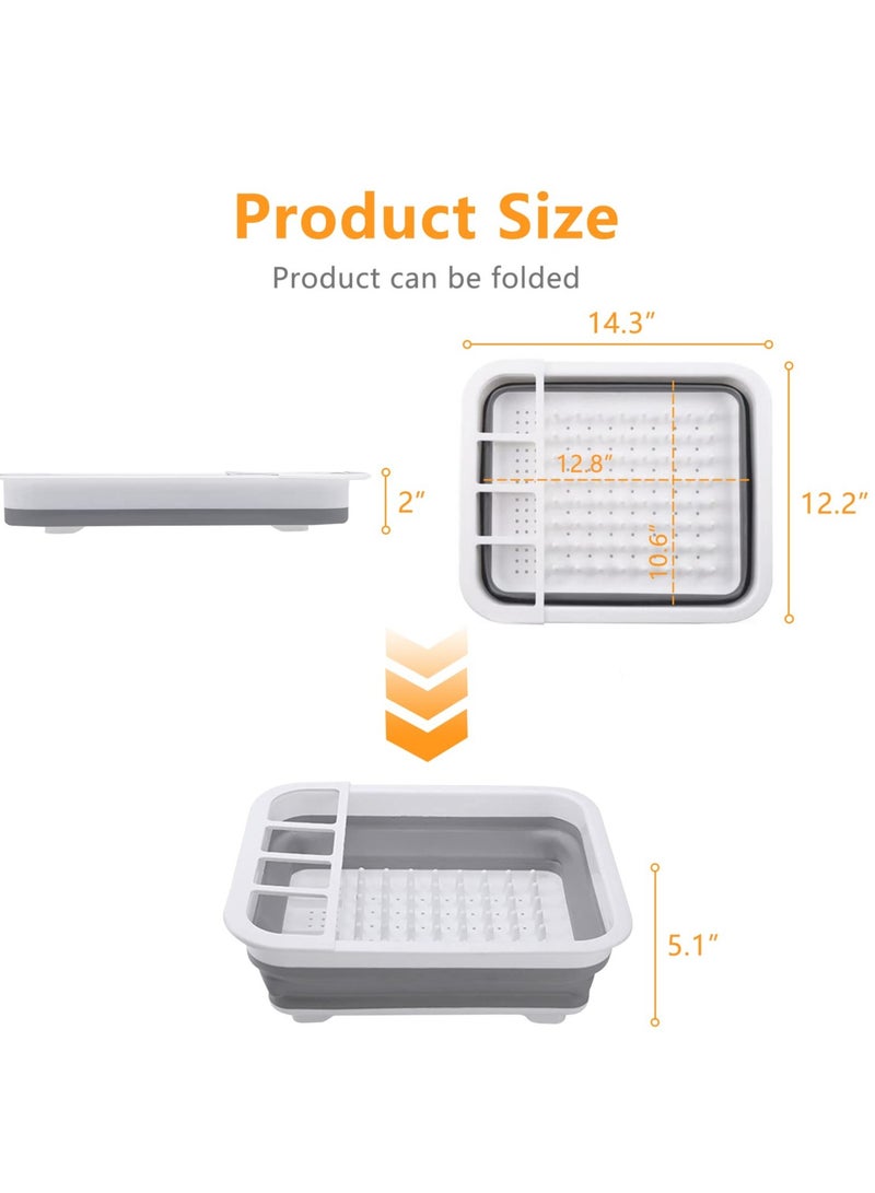 SYOSI Collapsible Dish Rack for Drying Dishes, Space-Saving and Foldable Design with Versatile Removable Components, Dinnerware Storage Organizer for Small Kitchen Spaces - Image 2