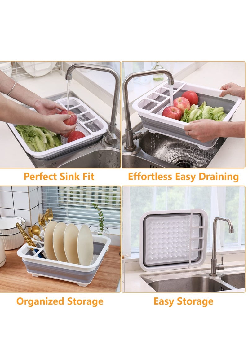 SYOSI Collapsible Dish Rack for Drying Dishes, Space-Saving and Foldable Design with Versatile Removable Components, Dinnerware Storage Organizer for Small Kitchen Spaces - Image 4