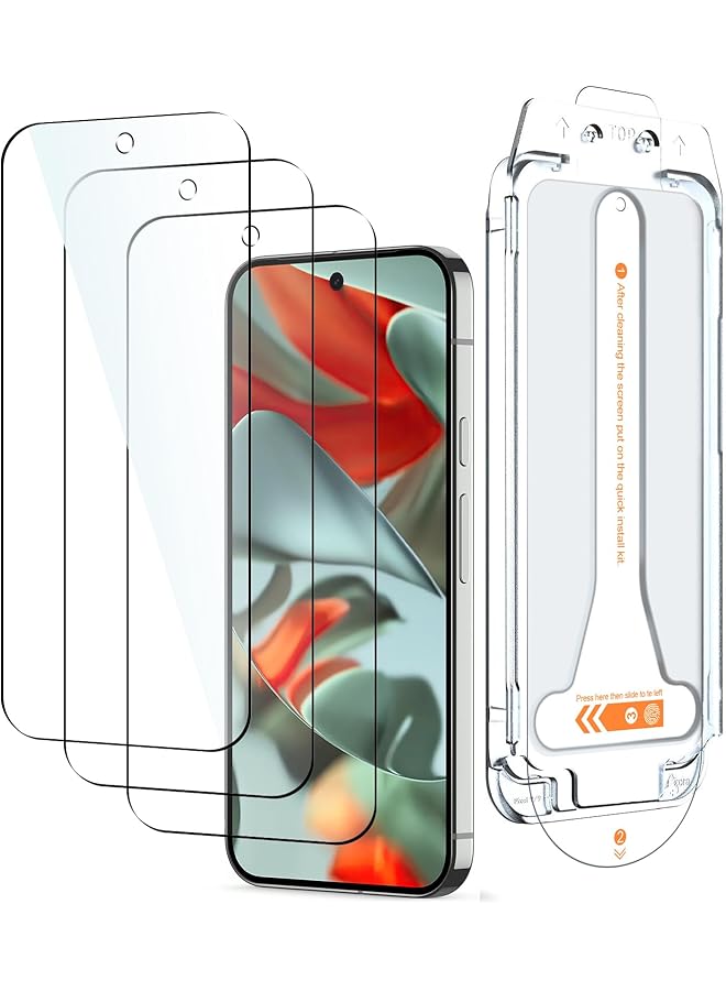 إيروريكس مجموعة من 3 واقيات شاشة لهاتف Google Pixel 9 Pro Xl 2024 مع مجموعة محاذاة تلقائية، طبقة زجاجية مقواة خالية من الفقاعات بتغطية كاملة، عالية الوضوح - Image 1