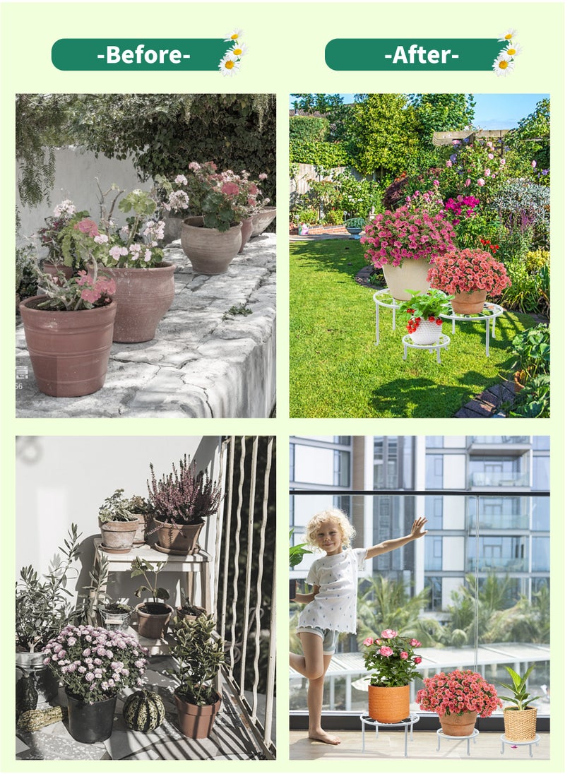 HomarKet - 5-Pack Decent Metal Plant Stands, Heavy Duty Flower Pot Stands for Multiple Plant, Anti-Rust Iron Plant Pot Shelf, Decoration Racks for Home Indoor and Outdoor (White) - Image 1