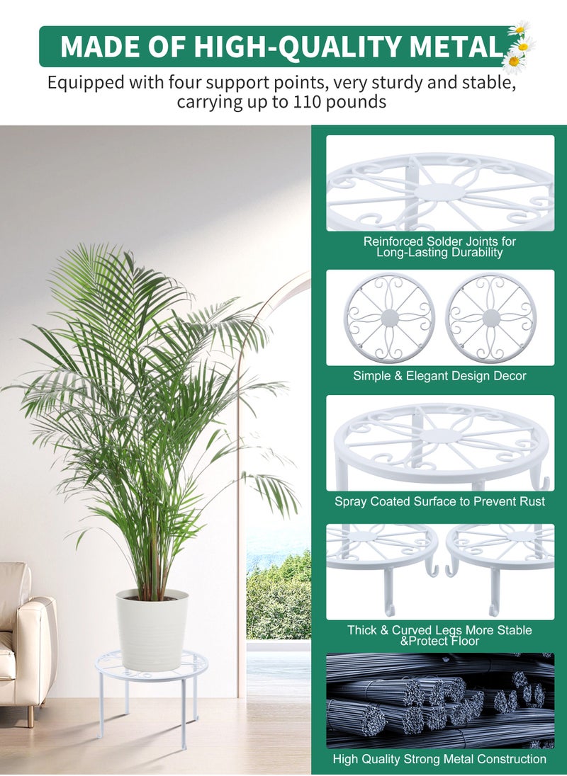 HomarKet - 5-Pack Decent Metal Plant Stands, Heavy Duty Flower Pot Stands for Multiple Plant, Anti-Rust Iron Plant Pot Shelf, Decoration Racks for Home Indoor and Outdoor (White) - Image 1