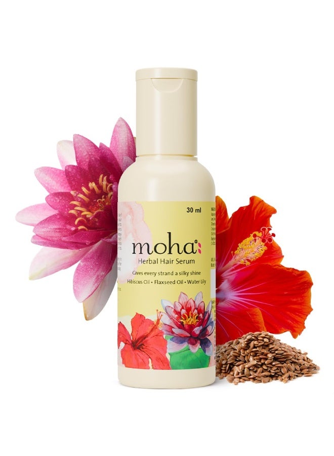 موها: سيروم عشبي للشعر لشعر قوي وخالٍ من التشابك والتجعد، سيروم للجنسين بخلاصة بذور الكتان والكركديه وزنبق الماء - 30 مل (عبوة من قطعة واحدة) - Image 1