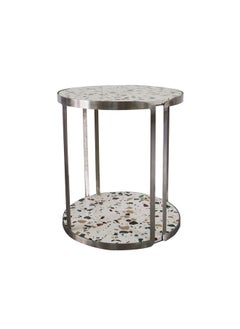 DANUBE HOME Venveto Round End Table - White Pattern  - Image 1