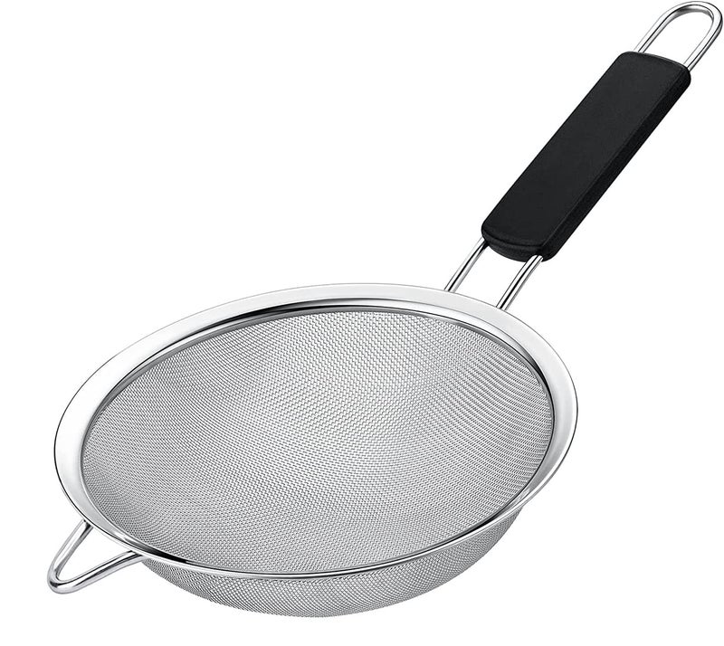 Kafoor 5.5" Fine Mesh Strainer with thermo plastic rubber handle - Sieve Fine Mesh Stainless Steel - Ideal to Sift Flour, Icing Sugar, Fruits and Vegetables. - Image 1