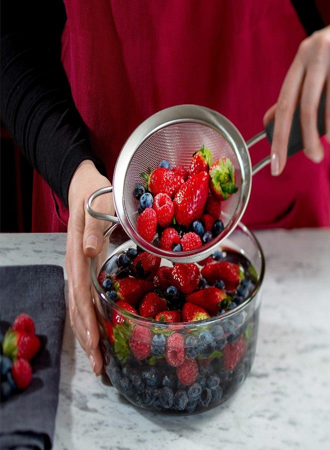 Kafoor 5.5" Fine Mesh Strainer with thermo plastic rubber handle - Sieve Fine Mesh Stainless Steel - Ideal to Sift Flour, Icing Sugar, Fruits and Vegetables. - Image 2