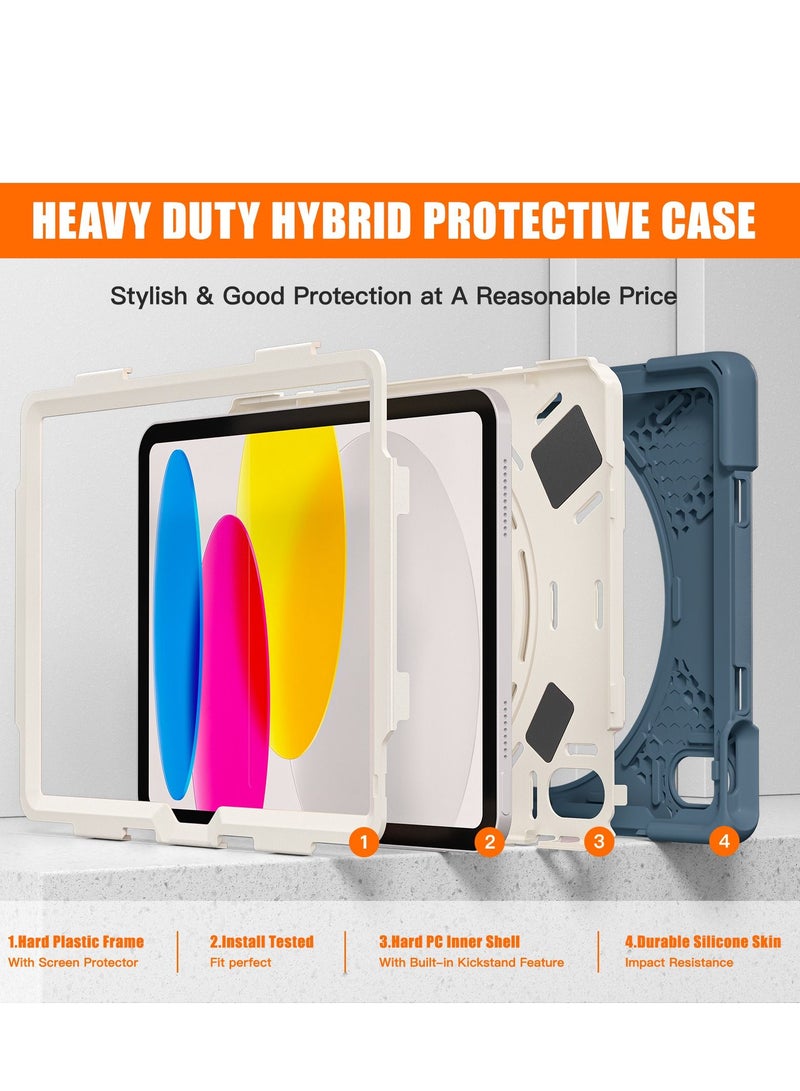 GULFLINK Full Body Cover with 360 Rotating Hand Strap & Shoulder Strap, Heavy Duty Shockproof Case for  ipad 10th 10.9 inch 2022（A2757/A2777）Cornflower blue - Image 2