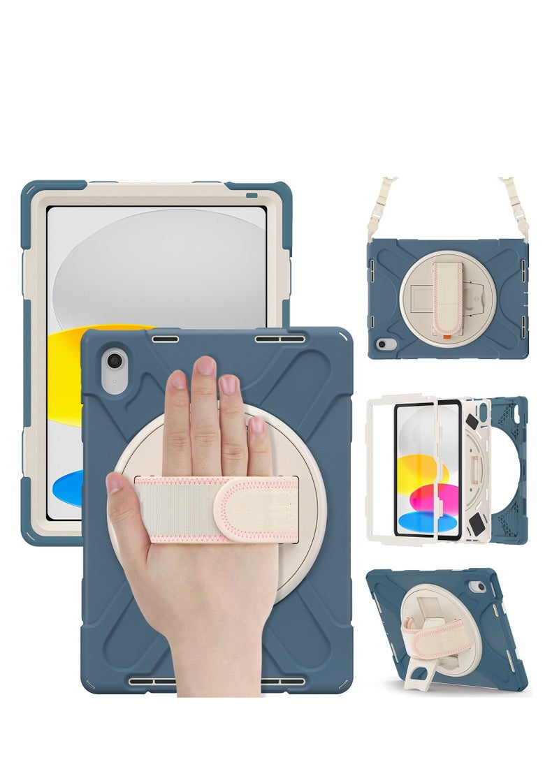 GULFLINK Full Body Cover with 360 Rotating Hand Strap & Shoulder Strap, Heavy Duty Shockproof Case for  ipad 10th 10.9 inch 2022（A2757/A2777）Cornflower blue - Image 1