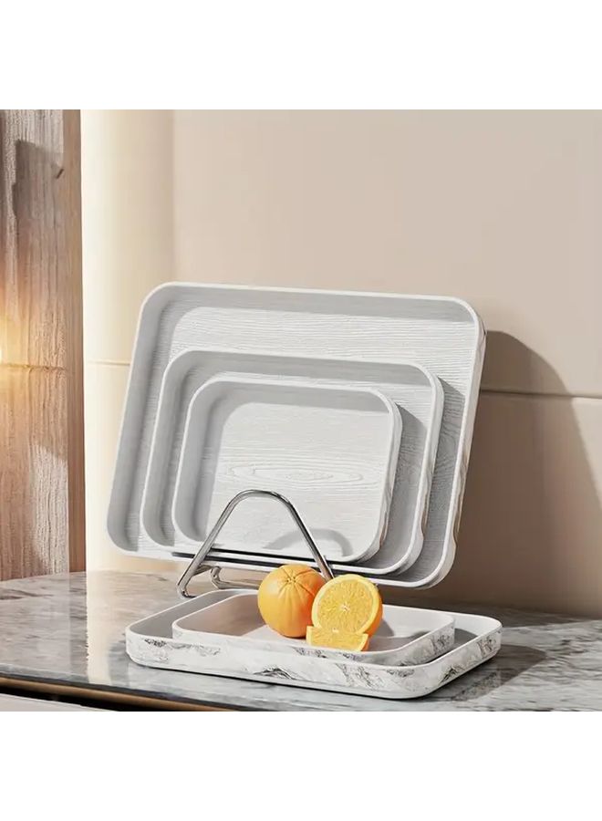 Grey Marble Pattern Thickened Plastic Dinner Plate Set - Image 2