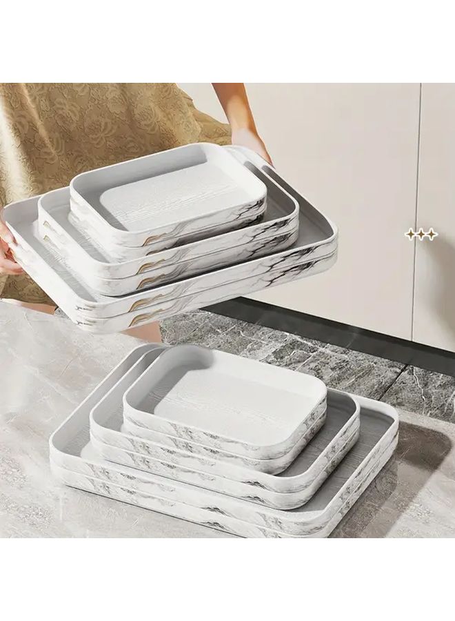 Grey Marble Pattern Thickened Plastic Dinner Plate Set - Image 5