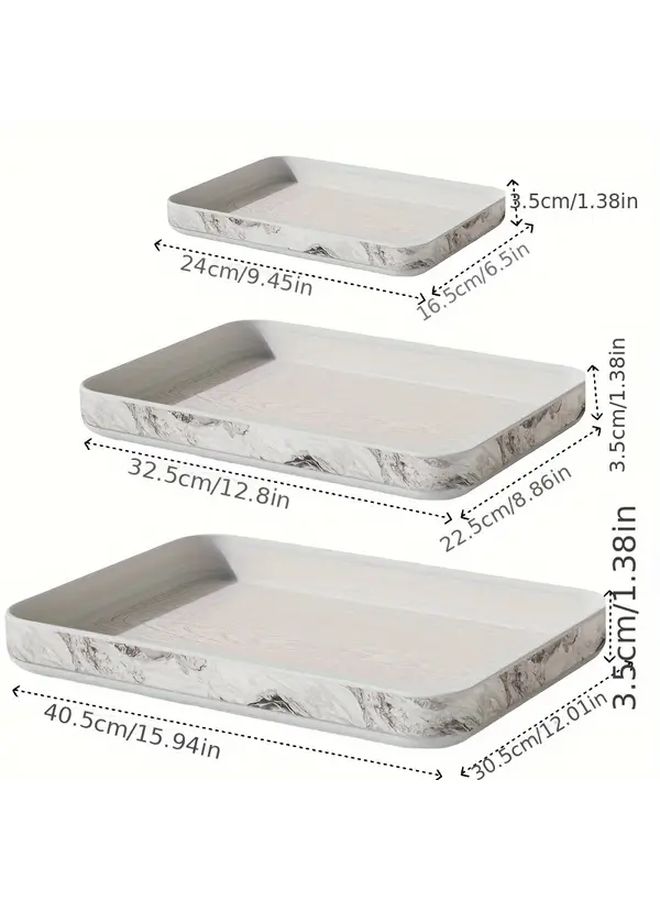 Grey Marble Pattern Thickened Plastic Dinner Plate Set - Image 3