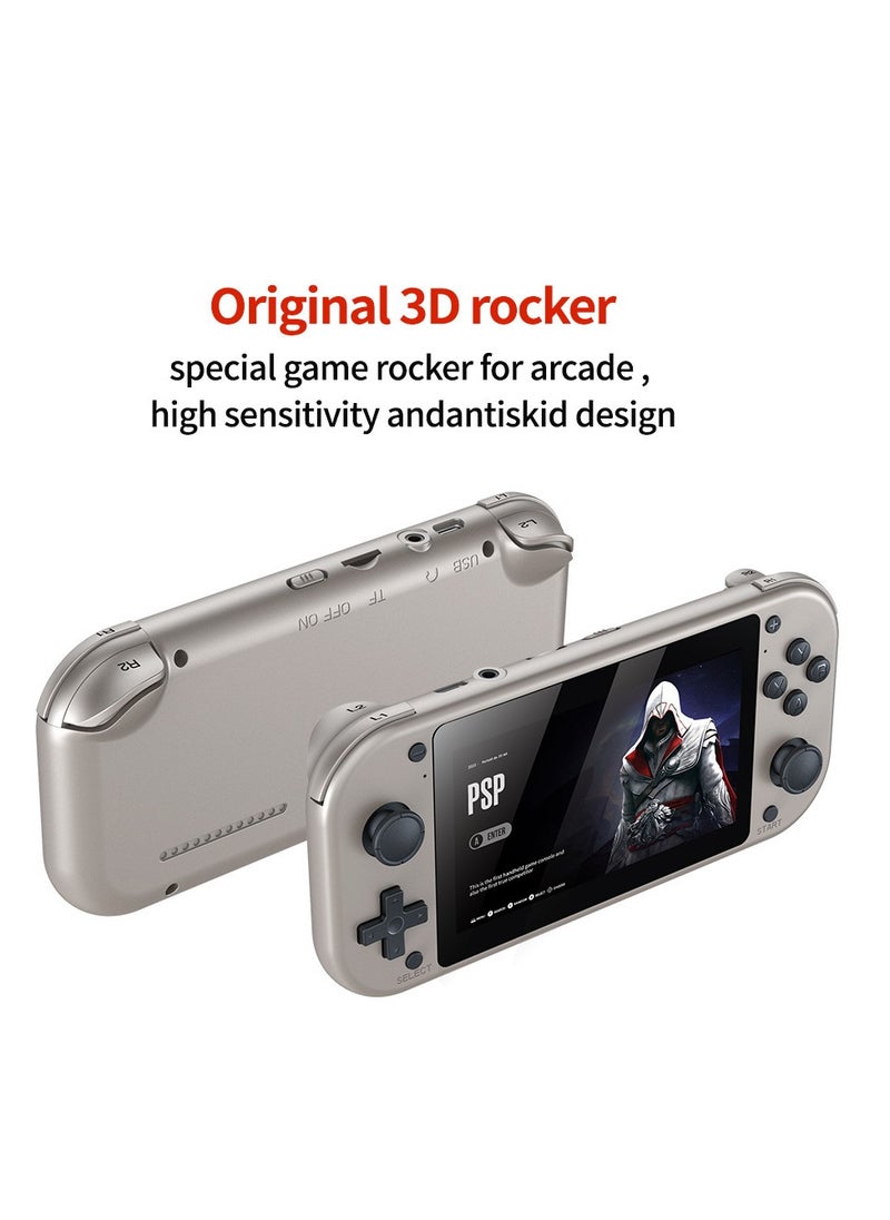 M17 Retro Handheld Game Console 4.3 Inch LCD Screen Built-in 128GB Card 20000+ Classic Games Video Game Console Emuelec System Retro Video Gaming Console 20+ Classic Simulators-Silver