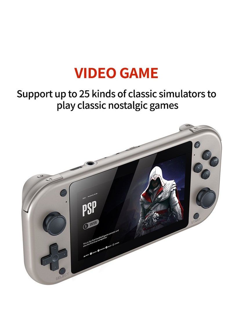 M17 Retro Handheld Game Console 4.3 Inch LCD Screen Built-in 128GB Card 20000+ Classic Games Video Game Console Emuelec System Retro Video Gaming Console 20+ Classic Simulators-Silver