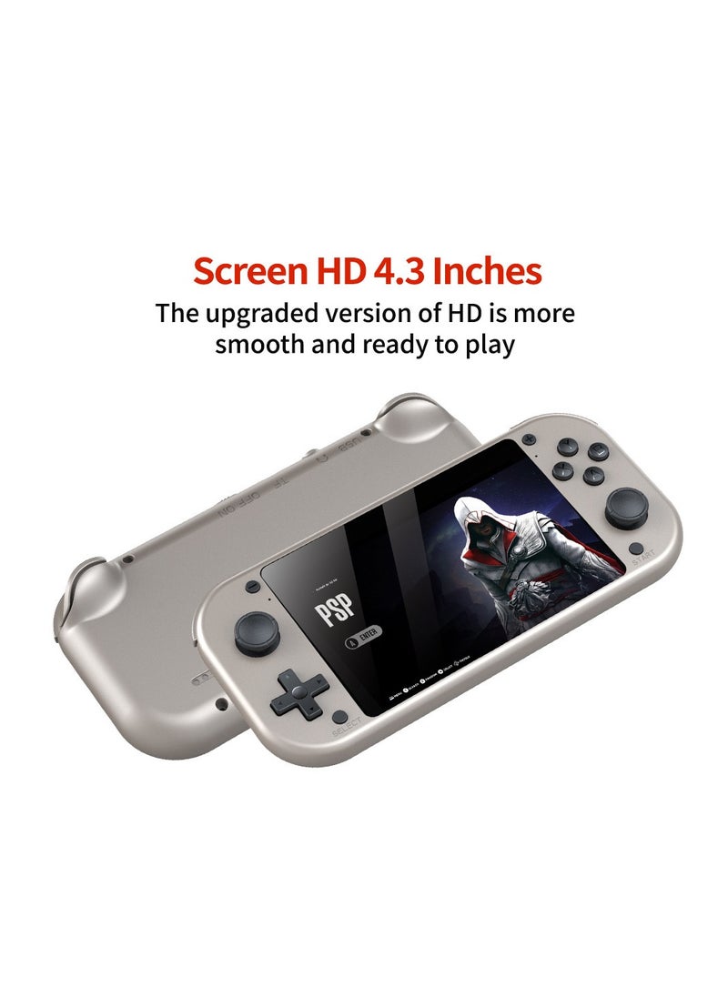M17 Retro Handheld Game Console 4.3 Inch LCD Screen Built-in 128GB Card 20000+ Classic Games Video Game Console Emuelec System Retro Video Gaming Console 20+ Classic Simulators-Silver
