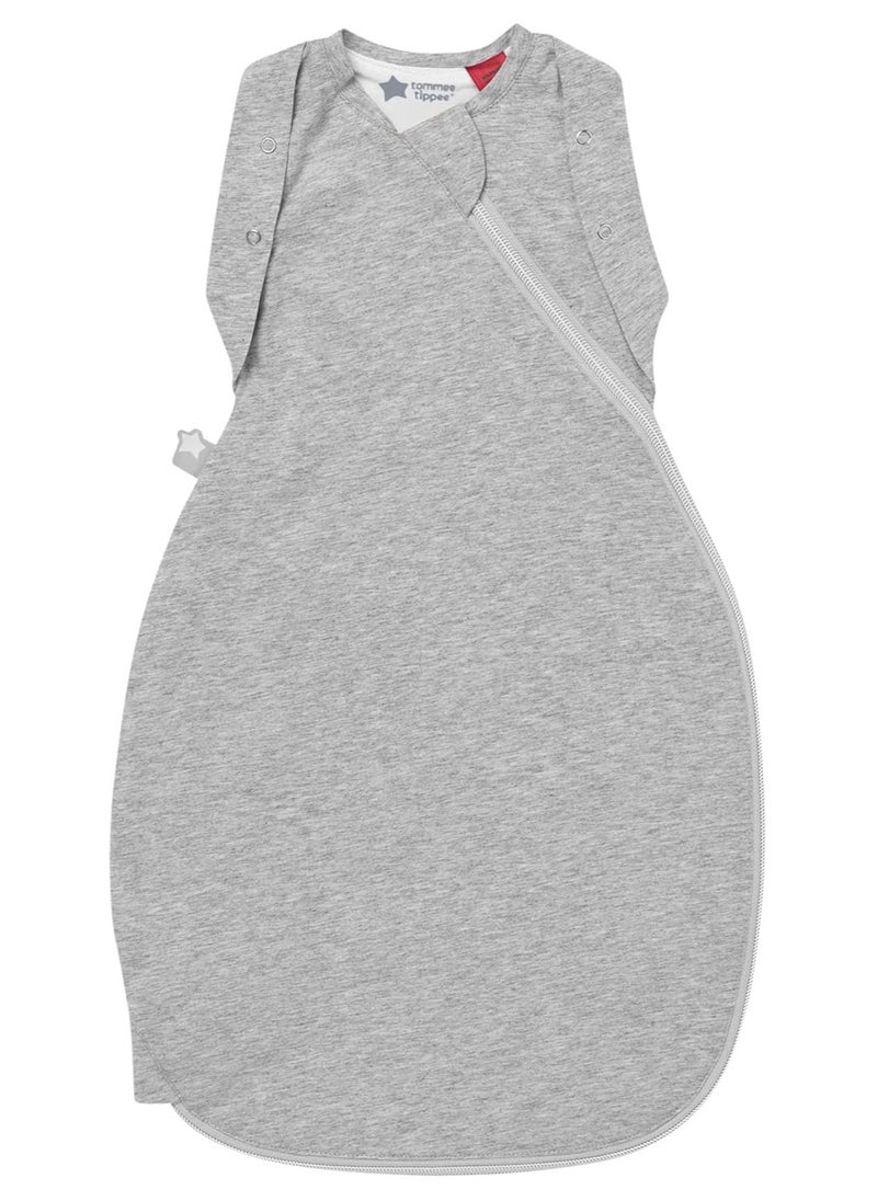 Tommee Tippee UK - Baby Sleeping Bag For Newborns, Original Grobag Swaddle, Soft Cotton-Rich Fabric, 0-3m, Sky Grey - Image 1
