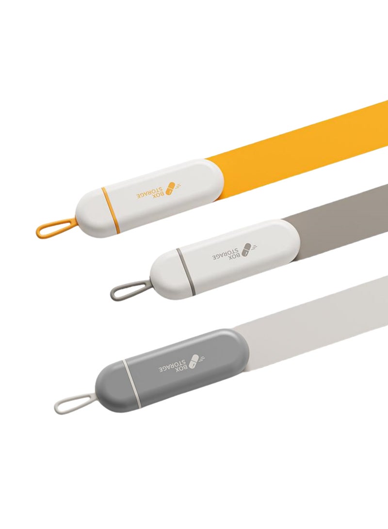 نوفولان منظم حبوب محمول - عبوة من 3 صناديق صغيرة لتخزين الأدوية أثناء السفر مع فواصل للصباح والظهيرة والليل - حلقة سيليكون مقاومة للماء وحبل تعليق مريح وملمس ناعم 14 × 3.6 سم - Image 1