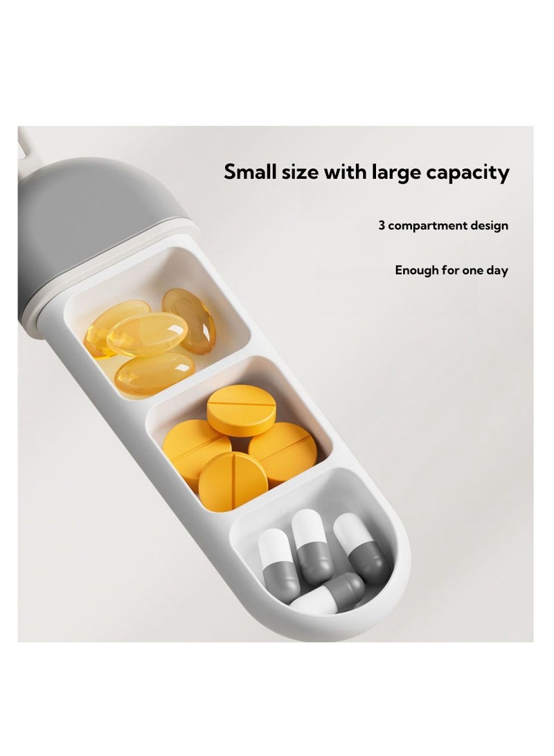 نوفولان منظم حبوب محمول - عبوة من 3 صناديق صغيرة لتخزين الأدوية أثناء السفر مع فواصل للصباح والظهيرة والليل - حلقة سيليكون مقاومة للماء وحبل تعليق مريح وملمس ناعم 14 × 3.6 سم - Image 5