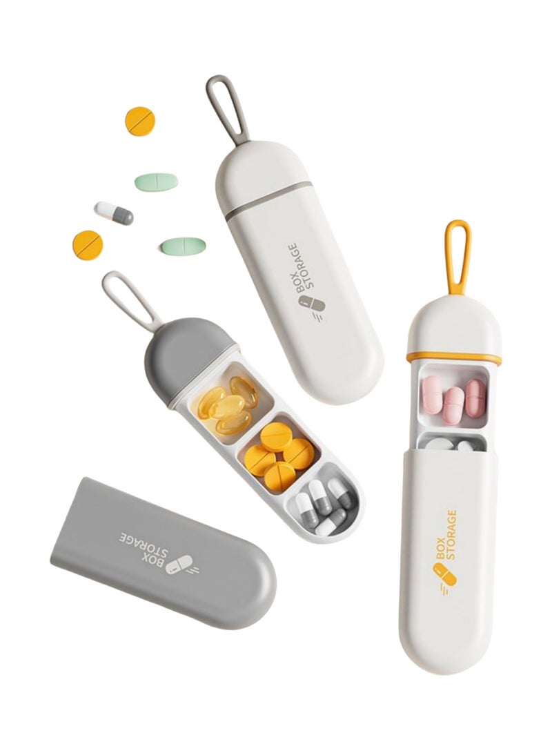 نوفولان منظم حبوب محمول - عبوة من 3 صناديق صغيرة لتخزين الأدوية أثناء السفر مع فواصل للصباح والظهيرة والليل - حلقة سيليكون مقاومة للماء وحبل تعليق مريح وملمس ناعم 14 × 3.6 سم - Image 2