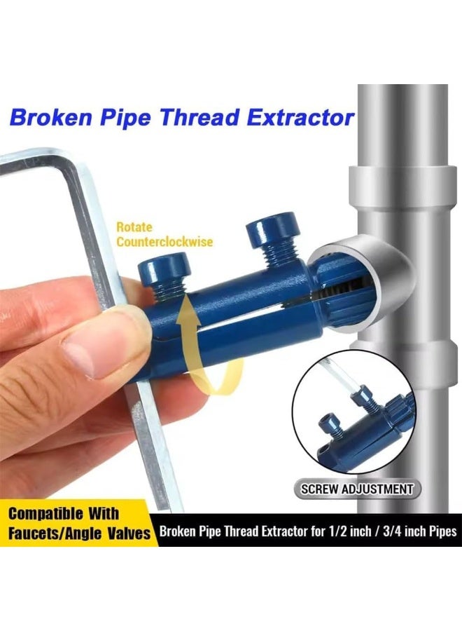 JOGAMS Stripped Screw Extractor Broken Pipe Thread Extractor Tool Broken Valve Thread Extractor for 1/2" 3/4" 1" Pipes Removes Rusted Damaged Faucet Bolts and Pipe Threads - Image 5