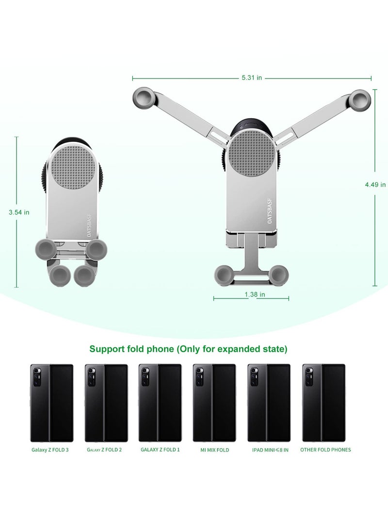 Generic - Aluminum Car Phone Holder for Samsung Galaxy Z Fold 3 / Z Fold 2 / S21 / S20 - Universal Gravity Vent Mount for Mobile Devices Under 8 Inches (Silver) - Image 1