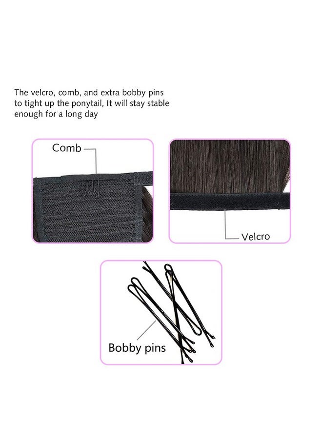 BEAUTY PLUS - 18" Straight Wrap Around Ponytail Human Hair Extensions For Women 100Gram Bleach Blonde 613 - Image 1
