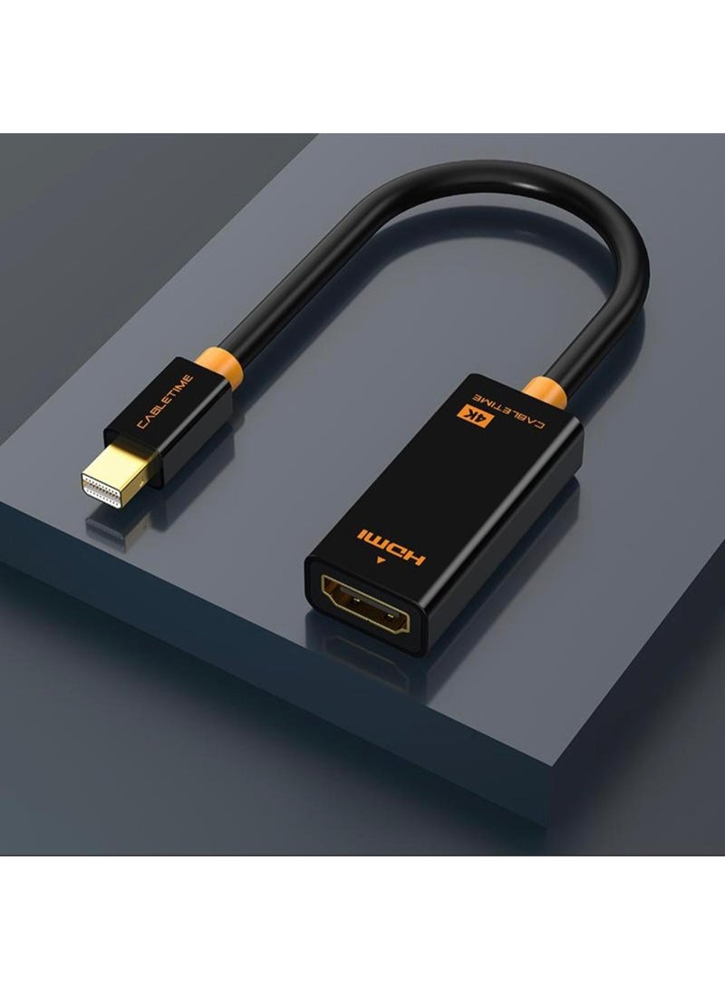 CABLETIME Mini DisplayPort to HDMI Adapter - 4K 60Hz Thunderbolt 2 Compatible for MacBook Pro, Air, iMac, Microsoft Surface Pro & PC - Gold-Plated Mini DP (Male) to HDMI (Female) Converter