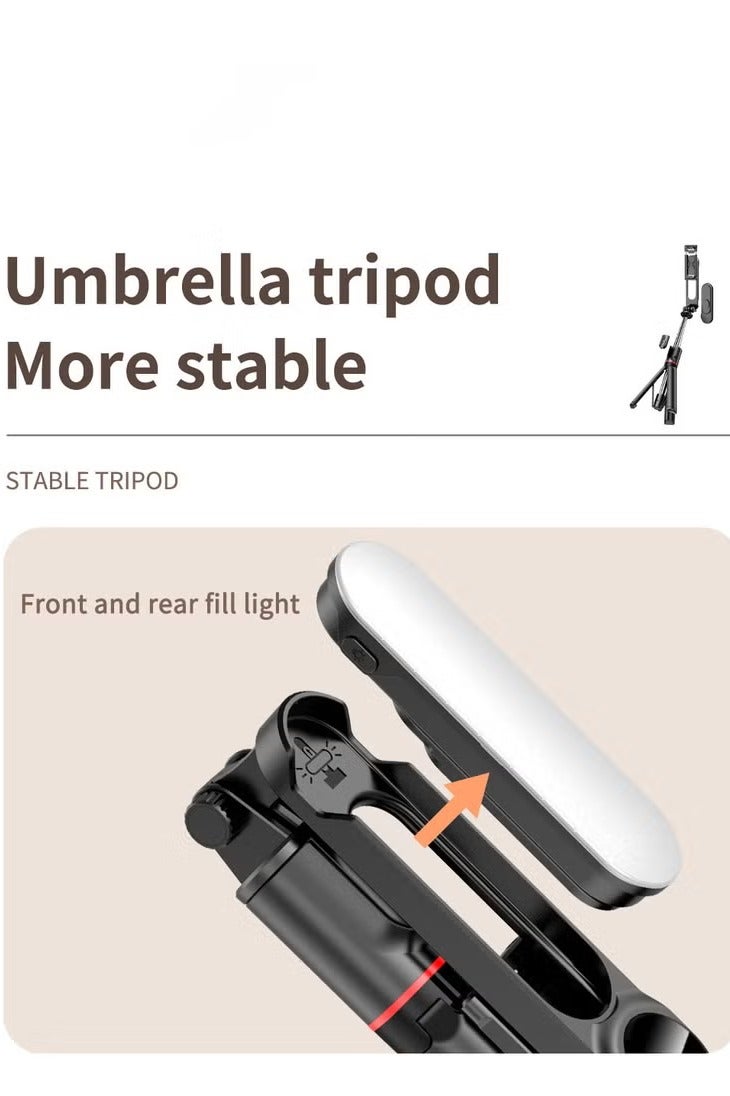 XiuWoo Selfie Stick Tripod, Extendable Tripod with Rechargeable Bluetooth Remote,Removable fill light， Compatible with iPhone and Android Smartphones, Perfect for Travel, Vlog, Video and Photo, Black - Image 2