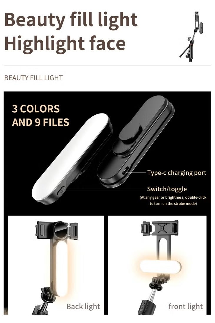XiuWoo Selfie Stick Tripod, Extendable Tripod with Rechargeable Bluetooth Remote,Removable fill light， Compatible with iPhone and Android Smartphones, Perfect for Travel, Vlog, Video and Photo, Black - Image 3