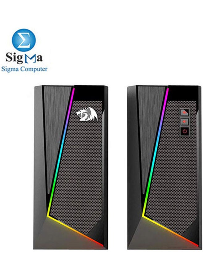 ريدراجون مكبر صوت ستيريو أنفيل للكمبيوتر المكتبي بإضاءة RGB 2.0 قناة وبـ 6 أوضاع LED ملونة - Image 1
