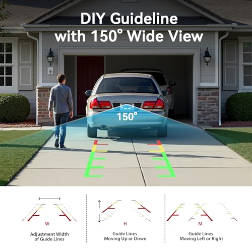 FEISIKE Backup Camera, 1080P IR Night Vision with Monitor, Easy Setup Plug-Play Rear View Camera, 150 Degrees Wide Angle, IP68 Waterproof, 4.3" Display for Car Truck SUV - Image 4