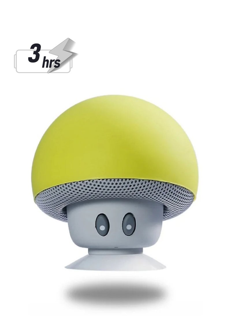 AROAQ Portable Bluetooth Speaker, High Quality Wireless Mushroom Speaker With Built In Microphone, Noise Cancelation Subwoofer With Suction Cup, Phone USB Speaker For Cycling Picnic Outdoor, (1pc, Yellow) - Image 1
