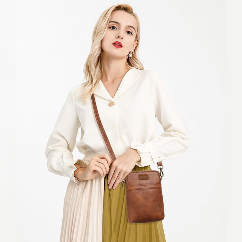 SENDEFN Cell Phone Crossbody Purse Vegan Leather Small Crossbody Bag for Women with Adjustable Strap - Image 2