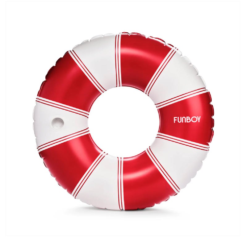FUNBOY Giant Vintage Red Stripe Inflatable Pool Float with Cup Holder 48 Pool Float for AdultsInner Tube Pool Toys Swim Rings Swimming Pool Accessories Pool Lounger Float for Pool Party Summer - Image 2