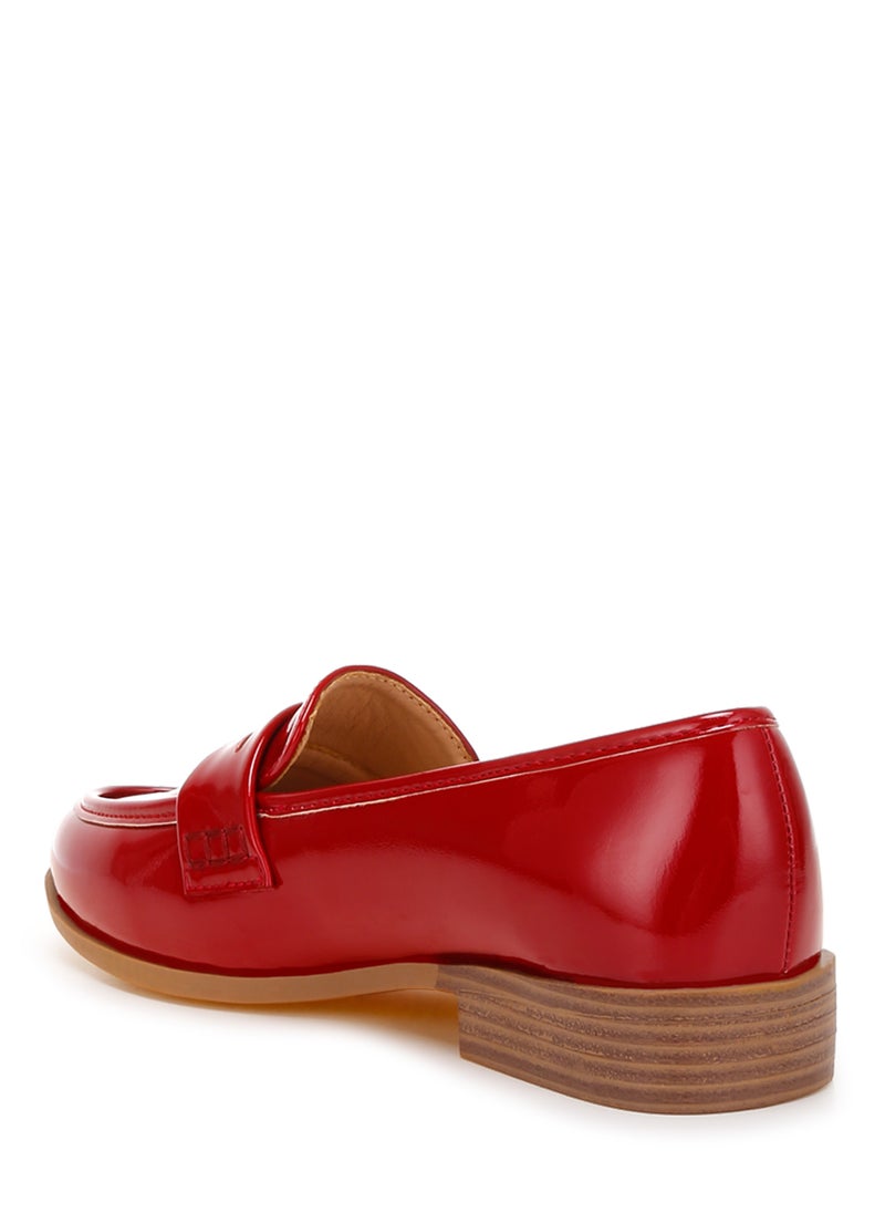 London Rag Penny Strap Detail Loafers in Red  - Image 3