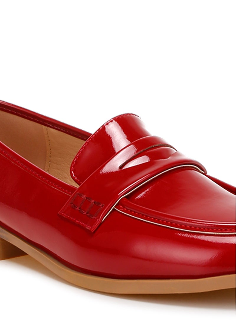 London Rag Penny Strap Detail Loafers in Red  - Image 5
