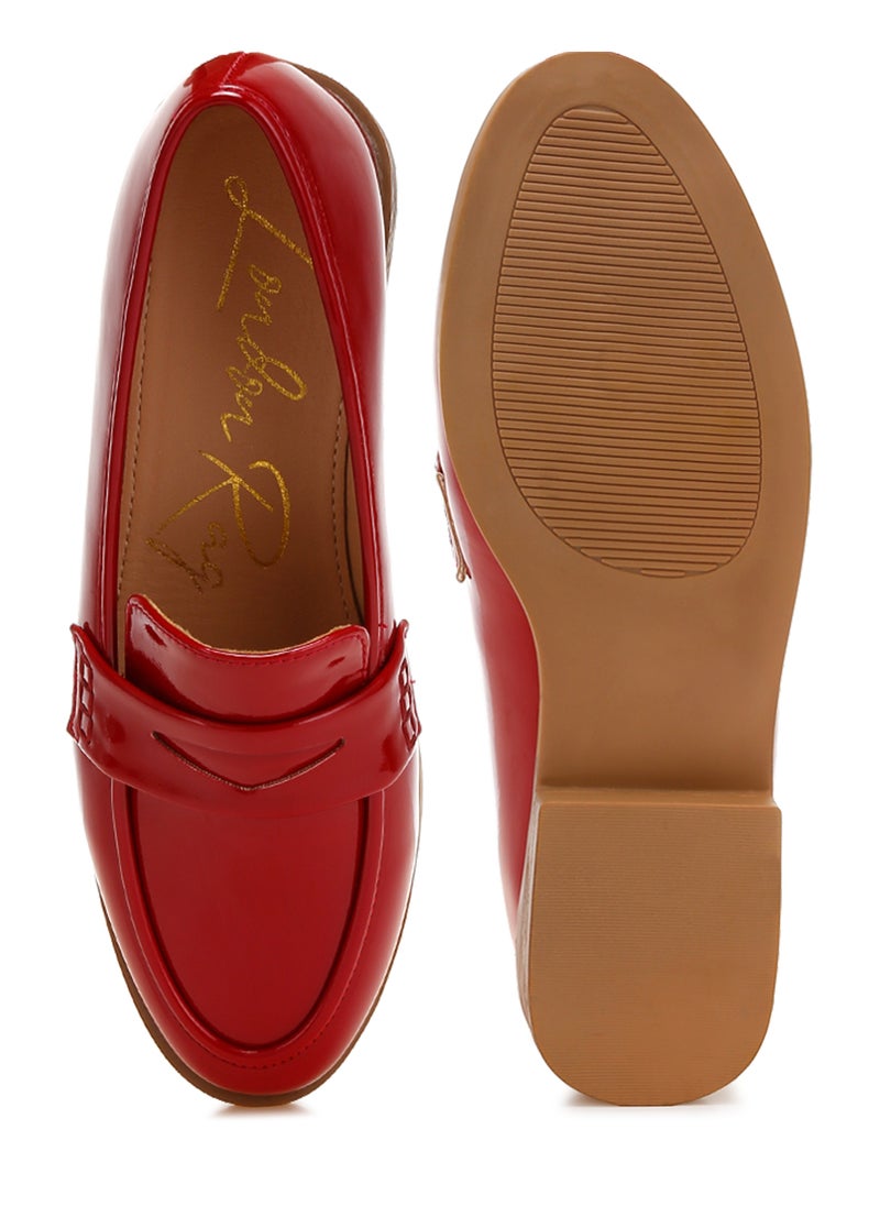 London Rag Penny Strap Detail Loafers in Red  - Image 4