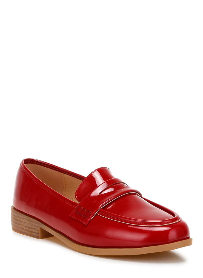 London Rag Penny Strap Detail Loafers in Red