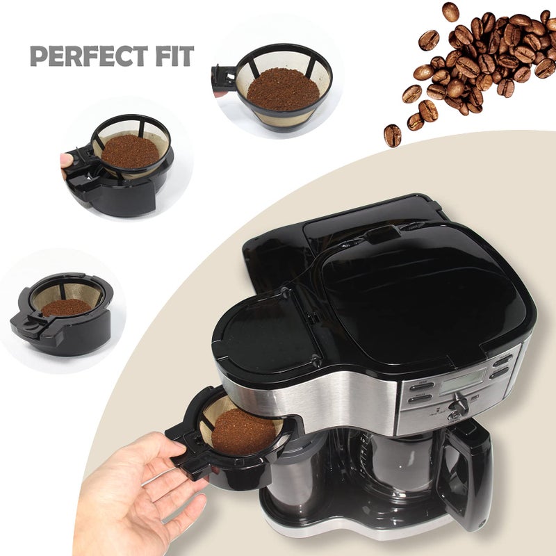 Cestlaive Gold Reusable Single Serve Brew Replacement Coffee Basket Grounds Filter, Compatible with Hamilton 2-Way Brewer Coffee Maker Models 49980A, 49980Z, 47650, 49933 Accessories Part, 2-Pack - Image 2
