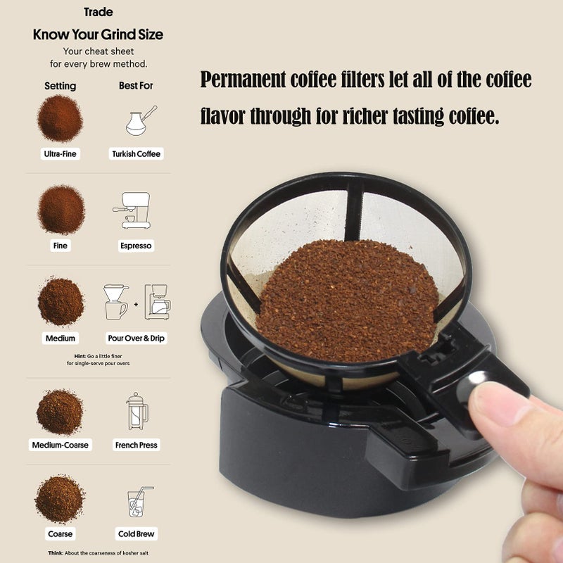 Cestlaive Gold Reusable Single Serve Brew Replacement Coffee Basket Grounds Filter, Compatible with Hamilton 2-Way Brewer Coffee Maker Models 49980A, 49980Z, 47650, 49933 Accessories Part, 2-Pack - Image 4