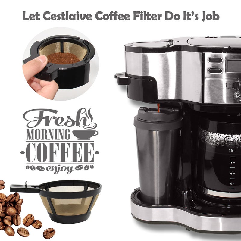 Cestlaive Gold Reusable Single Serve Brew Replacement Coffee Basket Grounds Filter, Compatible with Hamilton 2-Way Brewer Coffee Maker Models 49980A, 49980Z, 47650, 49933 Accessories Part, 2-Pack - Image 3