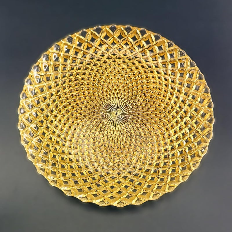 Red Pomegranate PAVO Glass Salad Plate Set Set of 4 pcs Gold - Image 4