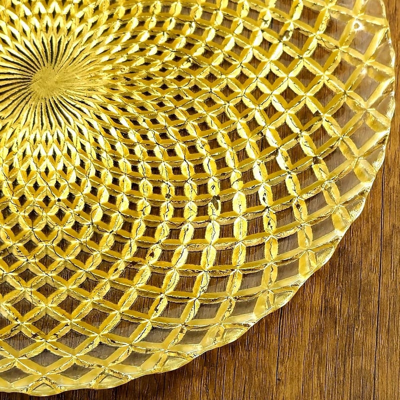 Red Pomegranate PAVO Glass Salad Plate Set Set of 4 pcs Gold - Image 3