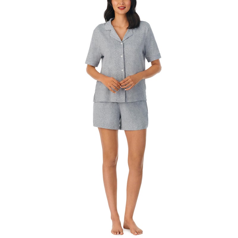 Jones New York Womens Sleepwear Lightweight Short Sleeve and Boxer Short 2-Piece Pajama Set - Heather Grey, Medium - Image 1