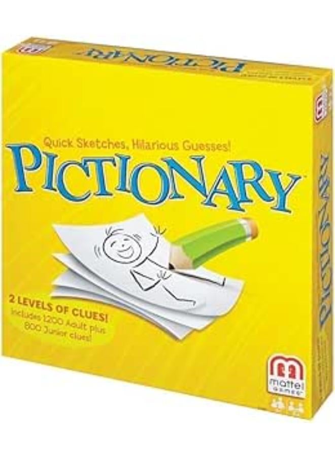 لعبة لوحية عائلية من بيكشنري، مناسبة للأعمار من 8 سنوات فما فوق، من 2 إلى 4 لاعبين، مستويين مع 2000 دليل، مدة اللعب 30 دقيقة