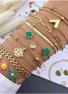 KAAF CREATIONS KaafCreations 18K Gold Plated Stainless Steel Flowers bracelet for Women and Girls, 16 + 5 cm Length,waterproof and hypoallergenic,long lasting and does not tarnish.  - Image 2