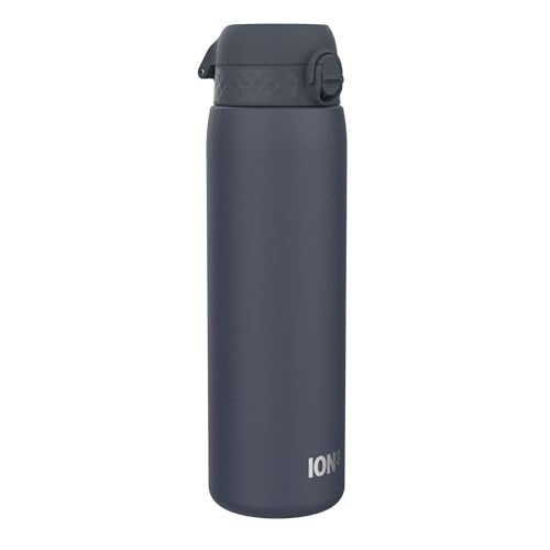 Ion8 1 Litre Stainless Steel Water Bottle, Leak Proof, Easy to Open, Secure Lock, Dishwasher Safe, Carry Handle, Flip Cover, Easy Clean, Durable, Scratch Resistant, 1200 ml/40 oz, Ash Navy Blue - Image 1