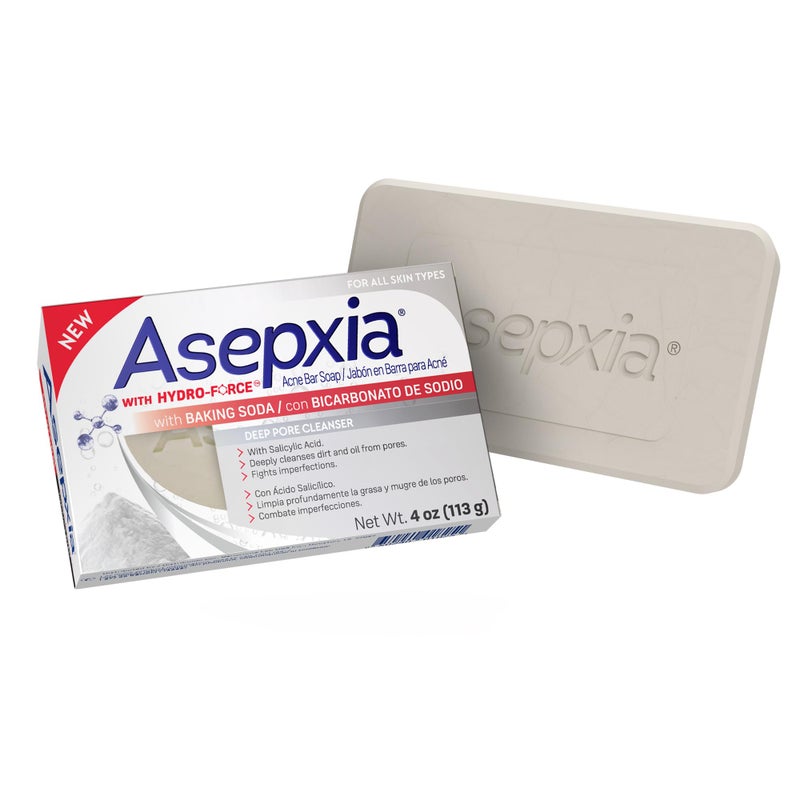 Asepxia Acne Treatment Bar Soap with Baking Soda | Face Wash, Deep Cleansing, Natural Extracts, Gentle Daily Use, 1.8% Salicylic Acid for Pimples & Blackheads, 4 Oz, 1-Pack - Image 1
