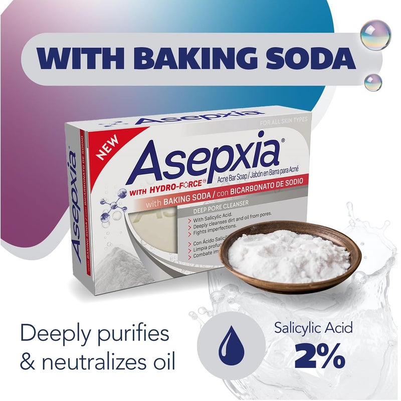 Asepxia Acne Treatment Bar Soap with Baking Soda | Face Wash, Deep Cleansing, Natural Extracts, Gentle Daily Use, 1.8% Salicylic Acid for Pimples & Blackheads, 4 Oz, 1-Pack - Image 4
