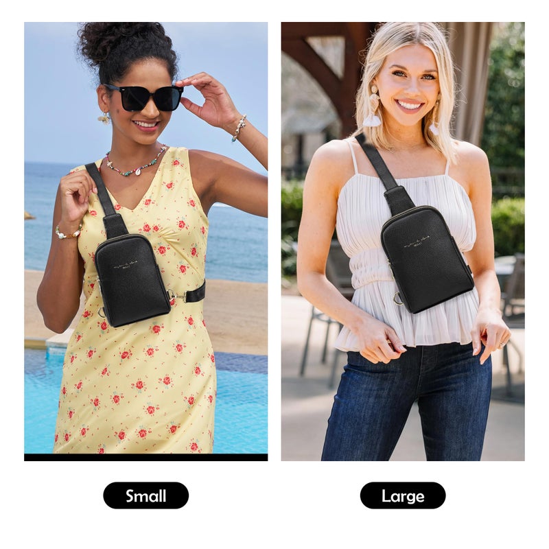 INICAT Small Sling Bag for Women Everyday & Travel Crossbody Bags Lightweight Cross Body Purses Vegan Leather(Black Brown) - Image 2